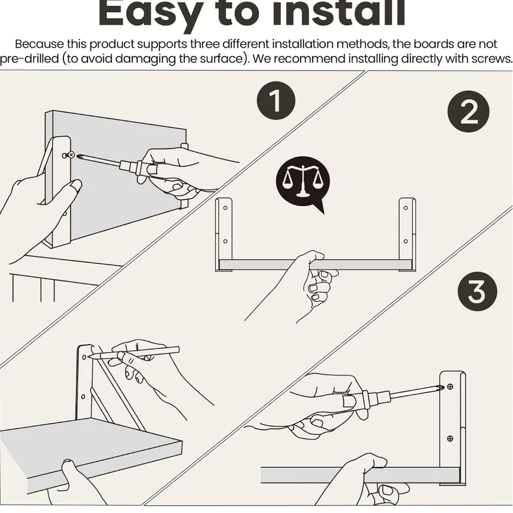 3x Wall Shelf with Brackets NEW/open Box